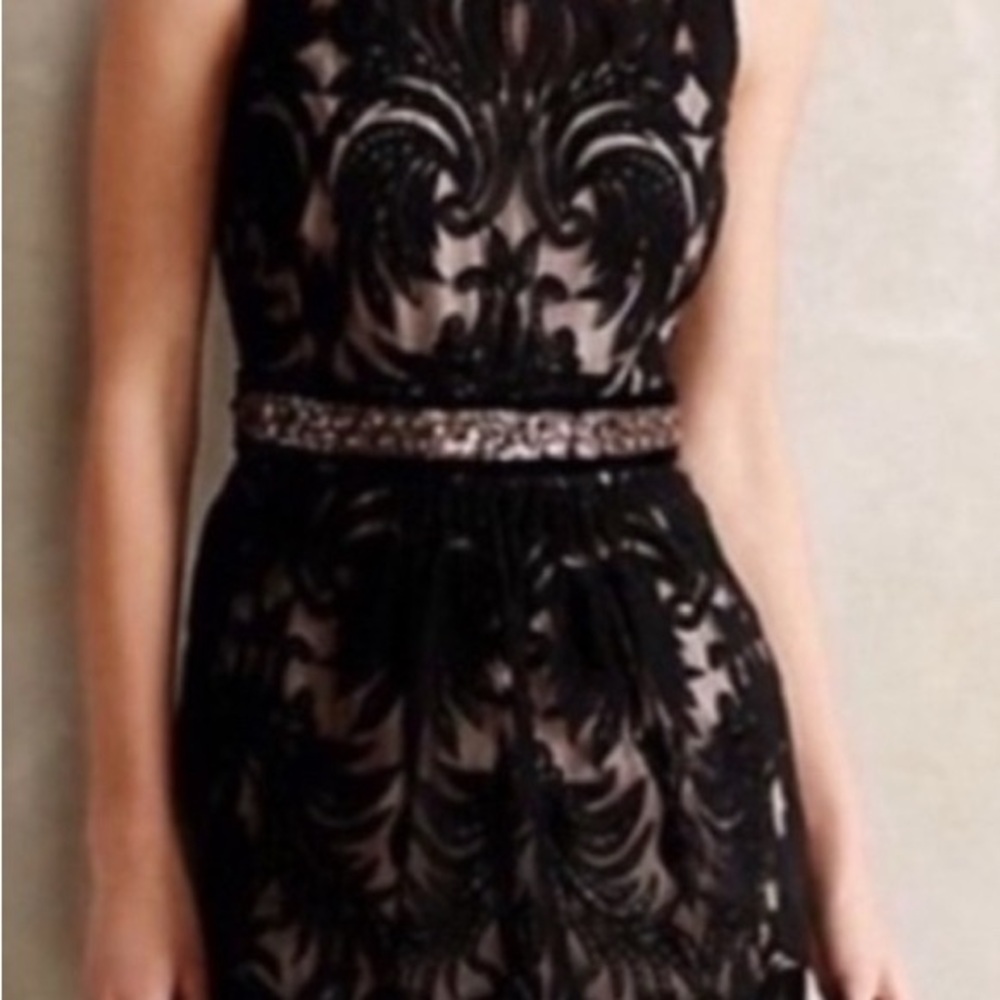 Anthropologie Black Glitter Embellished Waist Belt